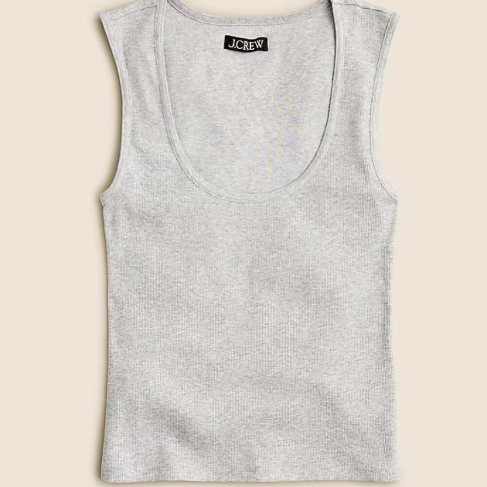 NEW NWT J. Crew Cropped Fine Rib Scoopneck Tank Top Color: Heather Silver
